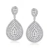 Ross-simons Diamond Teardrop Earrings In Sterling Silver In White