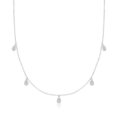 Ross-simons Diamond Teardrop Station Necklace In Sterling Silver In Multi