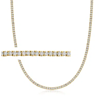 Ross-simons Diamond Tennis Necklace In 18kt Gold Over Sterling In Multi