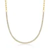 Ross-simons Diamond Tennis Paper Clip Link Necklace In 18kt Gold Over Sterling In Multi