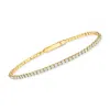 Ross-simons Diamond Tennis-style Flexible Bangle Bracelet In 14kt Yellow Gold In Silver