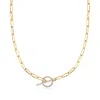 Ross-simons Diamond Toggle Clasp Paper Clip Link Necklace In 14kt Yellow Gold In Multi