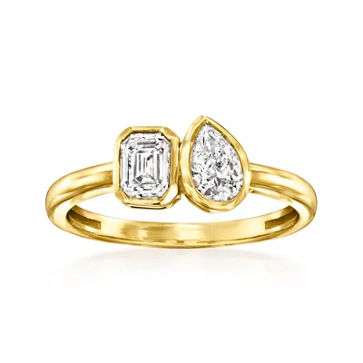 Ross-simons Diamond Toi Et Moi Ring In 14kt Yellow Gold In Silver