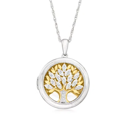Ross-simons Diamond Tree-of-life Locket Pendant Necklace In 2-tone Sterling Silver In Multi