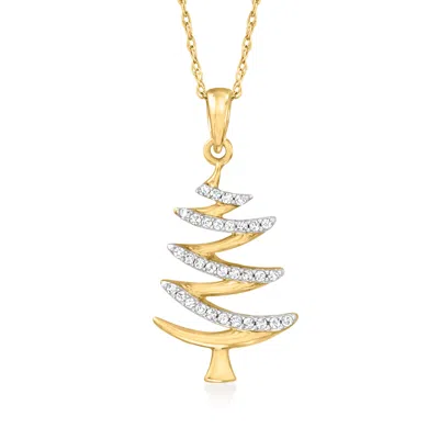 Ross-simons Diamond Tree Pendant Necklace In 14kt Yellow Gold