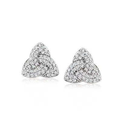 Ross-simons Diamond Trinity Knot Earrings In Sterling Silver