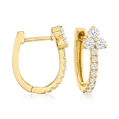 Ross-simons Diamond Trio Huggie Hoop Earrings In 14kt Yellow Gold In White