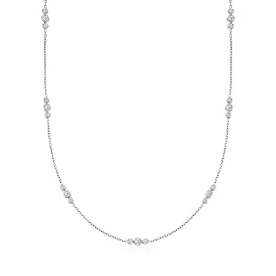 Ross-simons Diamond Trio Station Necklace In 14kt White Gold In Multi