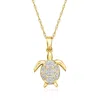 Ross-simons Diamond Turtle Pendant Necklace In 14kt Yellow Gold In Multi