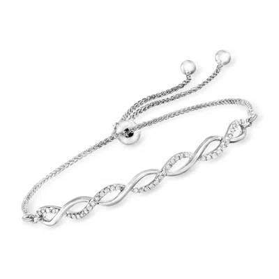 Ross-simons Diamond Twist Bolo Bracelet In Sterling Silver In White