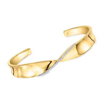Ross-simons Diamond Twisted Cuff Bracelet In 18kt Gold Over Sterling