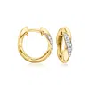 Ross-simons Diamond Twisted Hoop Earrings In 18kt Gold Over Sterling