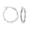 Ross-simons Diamond Twisted Hoop Earrings In Sterling Silver In Silver
