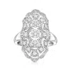 Ross-simons Diamond Vintage-style Dinner Ring In Sterling Silver In White