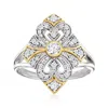 Ross-simons Diamond Vintage-style Ring In Sterling Silver With 18kt Gold Over Sterling In White