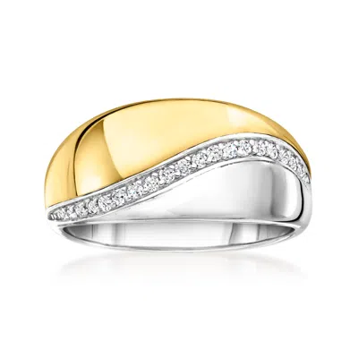 Ross-simons Diamond Wave Ring In 14kt 2-tone Gold In White