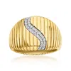 Ross-simons Diamond Wave Ring In 18kt Gold Over Sterling In White