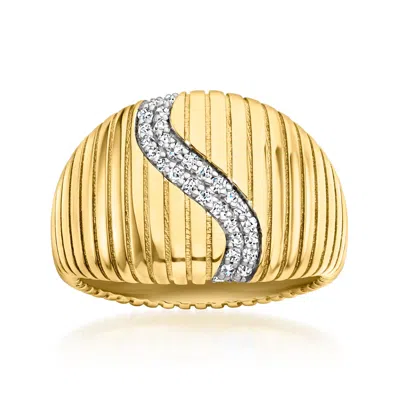 Ross-simons Diamond Wave Ring In 18kt Gold Over Sterling In White