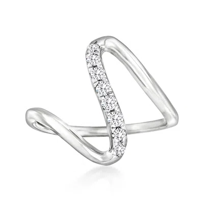 Ross-simons Diamond Wave Ring In Sterling Silver In White
