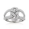 Ross-simons Diamond Woven Knot Ring In Sterling Silver In White