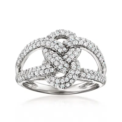 Ross-simons Diamond Woven Knot Ring In Sterling Silver In White