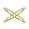 Ross-simons Diamond X Ring In 18kt Yellow Gold Over Sterling In Gold