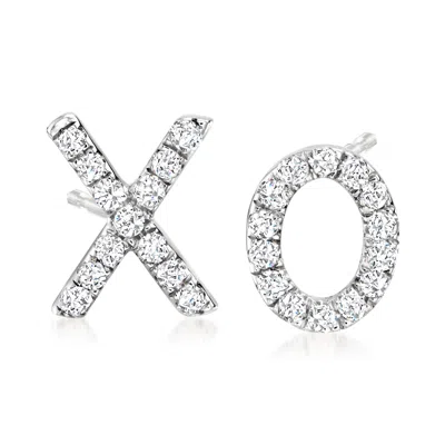 Ross-simons Diamond X/o Mismatched Earrings In 14kt White Gold