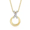 Ross-simons Diamond Xo Pendant Necklace In 14kt Yellow Gold In Multi