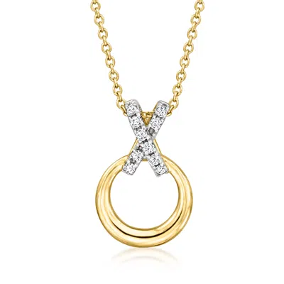 Ross-simons Diamond Xo Pendant Necklace In 14kt Yellow Gold In Multi