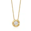 Ross-simons Double Bezel-set Diamond Solitaire Necklace In 14kt Yellow Gold In Multi