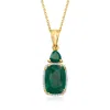 Ross-simons Emerald And . Diamond Pendant Necklace In 18kt Gold Over Sterling In Green