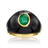 Ross-simons Emerald And Black Enamel Ring In 18kt Gold Over Sterling In Green