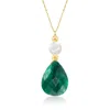 Ross-simons Emerald And Cultured Pearl Necklace In 14kt Yellow Gold In Multi
