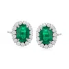 Ross-simons Emerald And Diamond Earrings In 18kt White Gold In White