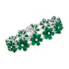 Ross-simons Emerald And . Diamond Flower Bracelet In Sterling Silver In Multi