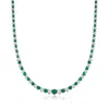 Ross-simons Emerald And Diamond Necklace In Sterling Silver In Multi