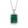 Ross-simons Emerald And . Diamond Pendant Necklace In Sterling Silver In Multi