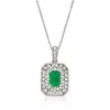 Ross-simons Emerald And . Diamond Pendant Necklace In Sterling Silver In Multi