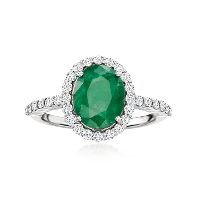 Ross-simons Emerald And . Diamond Ring In 14kt White Gold In Green