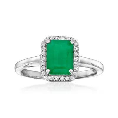 Ross-simons Emerald And . Diamond Ring In 14kt White Gold In Green