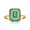 Ross-simons Emerald And . Diamond Ring In 14kt Yellow Gold In Green