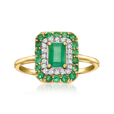 Ross-simons Emerald And . Diamond Ring In 14kt Yellow Gold In Green