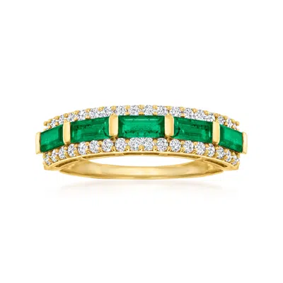 Ross-simons Emerald And . Diamond Ring In 14kt Yellow Gold In Transparent