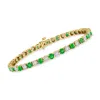 Ross-simons Emerald And Diamond Tennis Bracelet In 18kt Gold Over Sterling