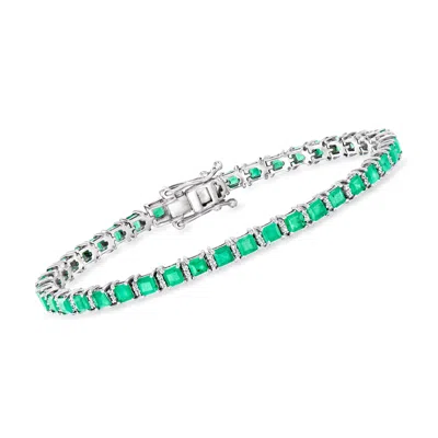 ROSS-SIMONS EMERALD AND . DIAMOND TENNIS BRACELET IN STERLING SILVER