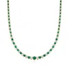 Ross-simons Emerald And Diamond Tennis Necklace In 18kt Gold Over Sterling In Multi