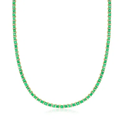 Ross-simons Emerald And . Diamond Tennis Necklace In 18kt Gold Over Sterling In Multi