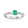 Ross-simons Emerald And . Diamond Toi Et Moi Ring With Diamond Accents In 14kt White Gold In Green