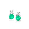 Ross-simons Emerald And . Lab-grown Diamond Earrings In Platinum In Multi