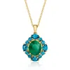 Ross-simons Emerald And London Blue Topaz Pendant Necklace In 18kt Gold Over Sterling In Gold